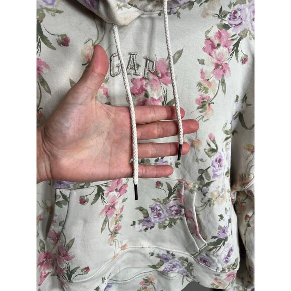 Gap x Loveshackfancy Floral Logo Cropped Hoodie XS Coquette Soft Ballet Babydoll - Picture 8 of 12